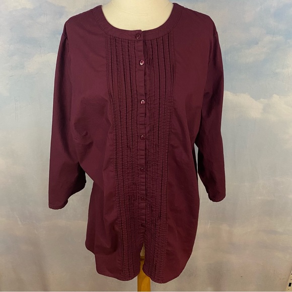 Avenue Signature Shirt Burgundy Buttondown Size 18/20 - Picture 1 of 4